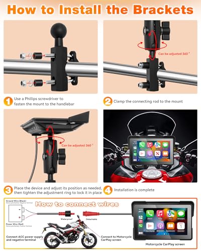 7 Inch Waterproof Touchscreen Motorcycle CarPlay Screen X8337
