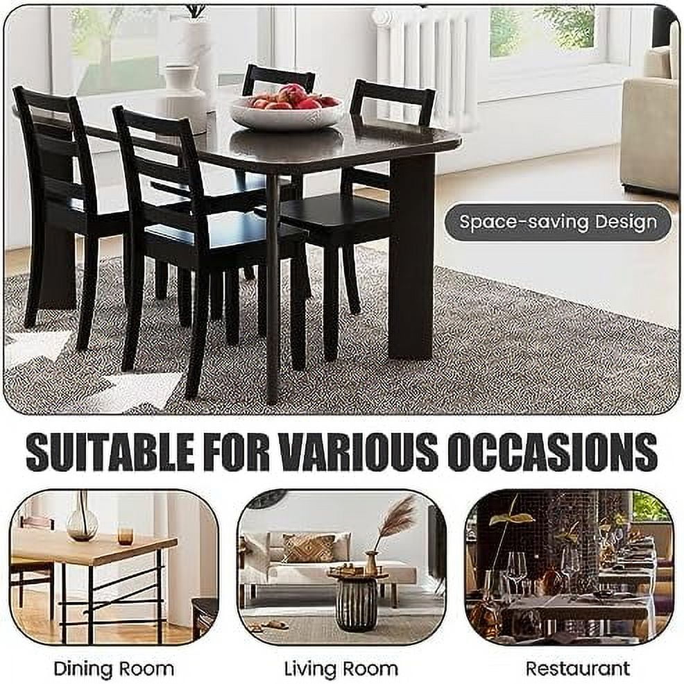 Dining Chairs Set of 2 Ladder Back Solid Rubber Wood Legs T278314