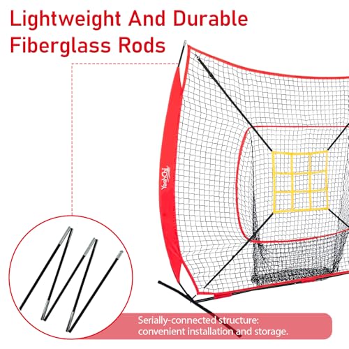 7×7FT Baseball Net with Batting Tee and Strike Zone Target C9378