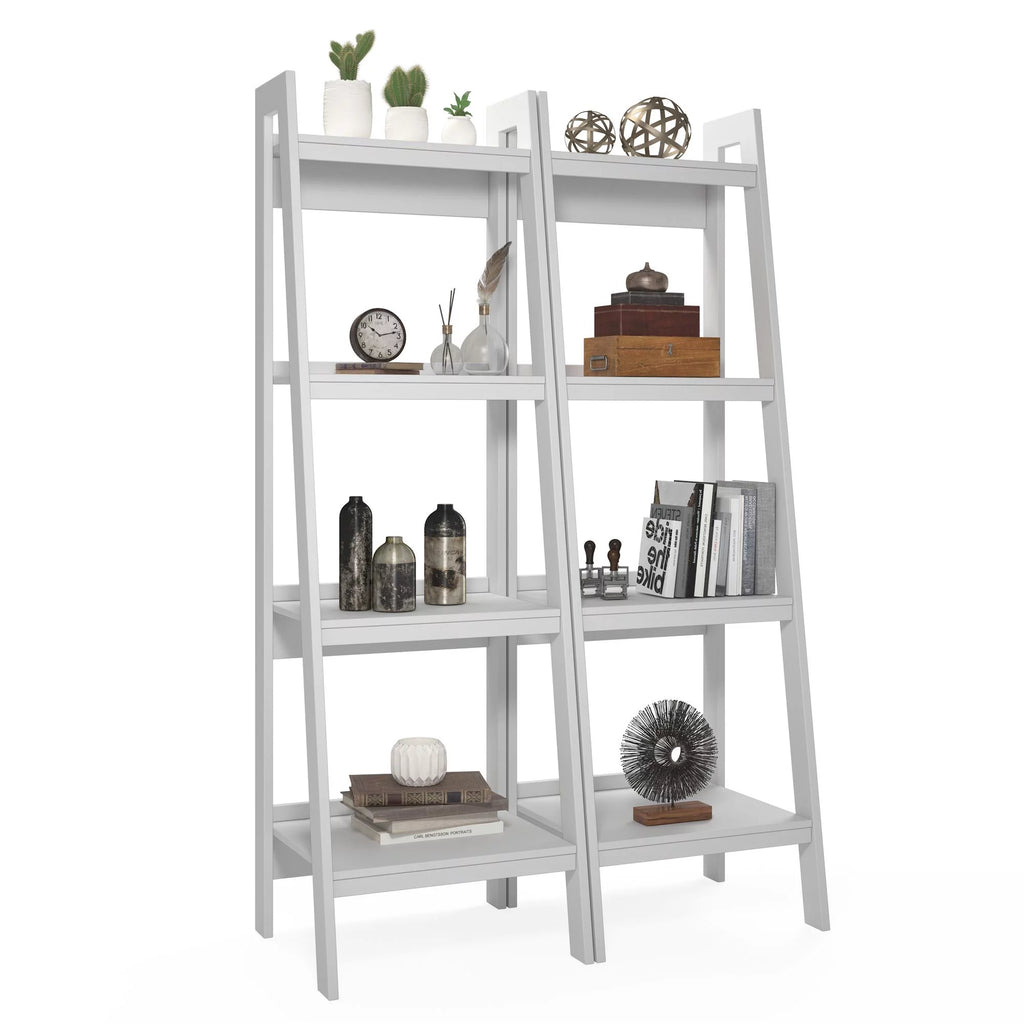 White 4 Shelf Ladder Bookcase Q5733