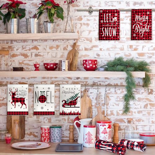 12 Pcs Christmas Kitchen Towels and Dishcloths 14.2 x 21.3 Inch N744