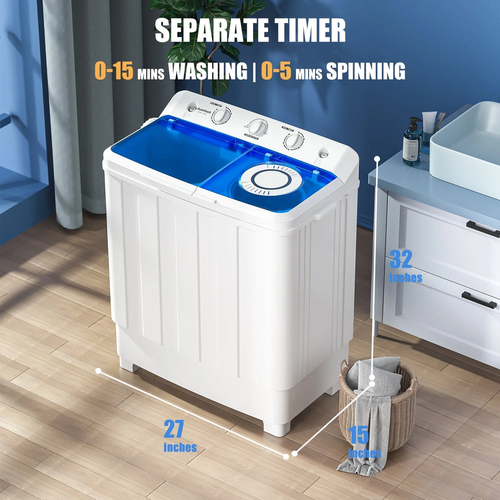 Portable 28lbs Twin Tub Compact Semi-Automatic Washer Spinner Combo G720005