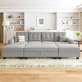 Light Grey Convertible Sectional Sleeper Sofa with Storage and Reversible Chaise O526
