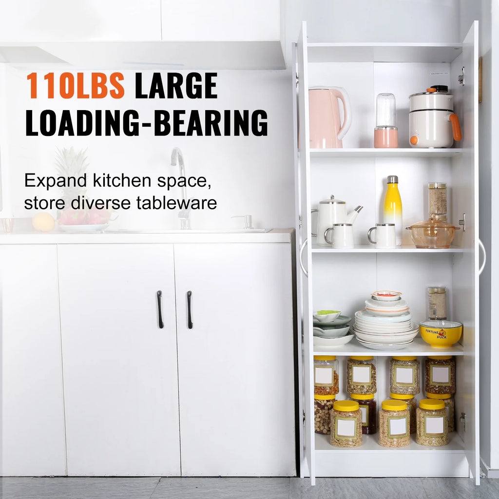 60" Tall Kitchen Pantry Cabinet with Doors and Adjustable Shelves E4965