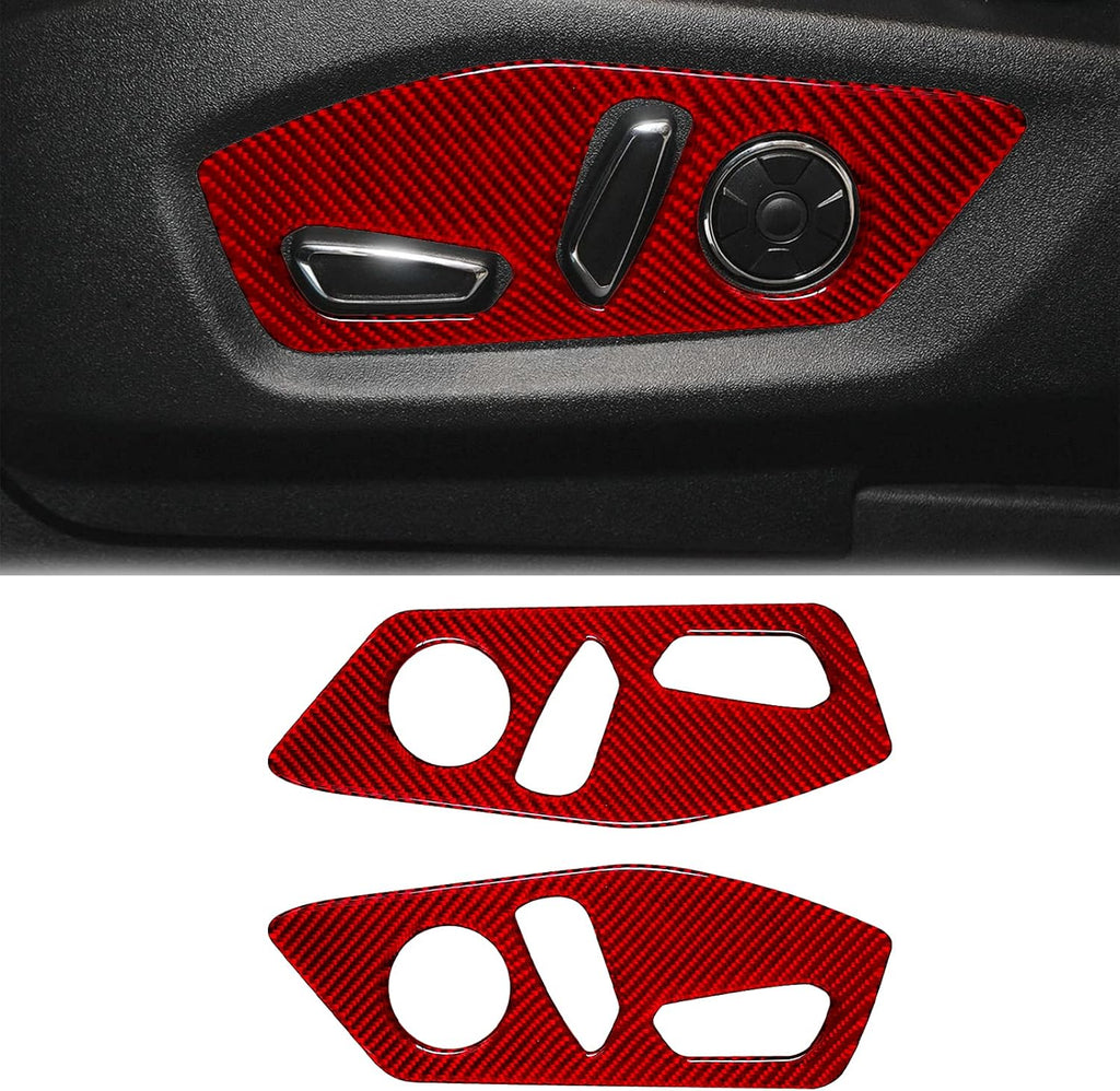 Carbon Fiber Car Seat Adjustment Button Panel Cover Trim Sticker Red F57714