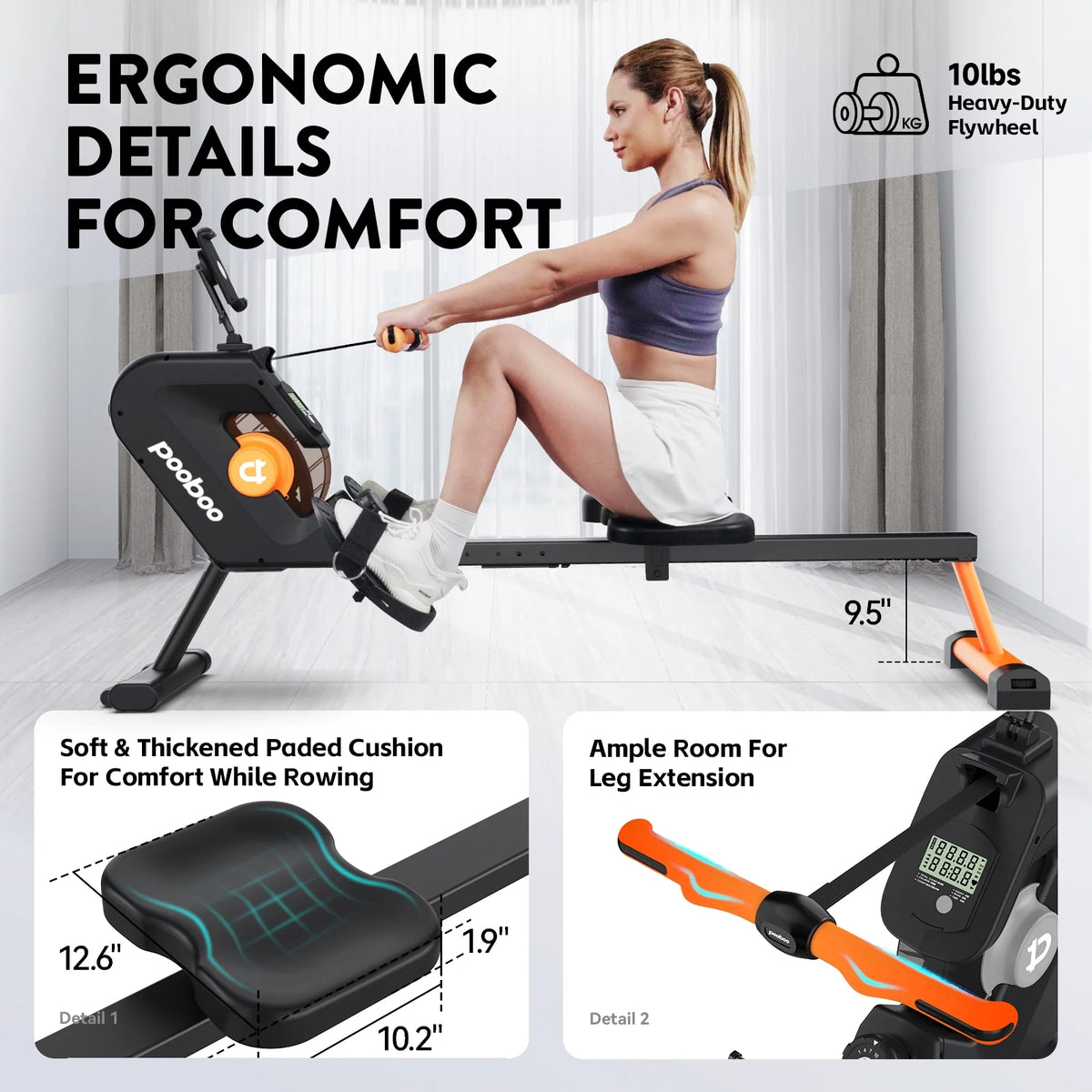 Foldable Magnetic Rowing Machine with 8 Level Resistance A4183