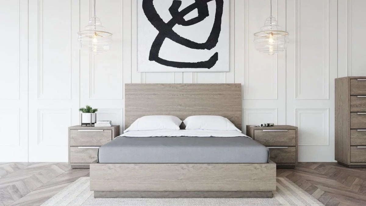 Grey & Silver King Size Bedroom Set 5Pcs O254549