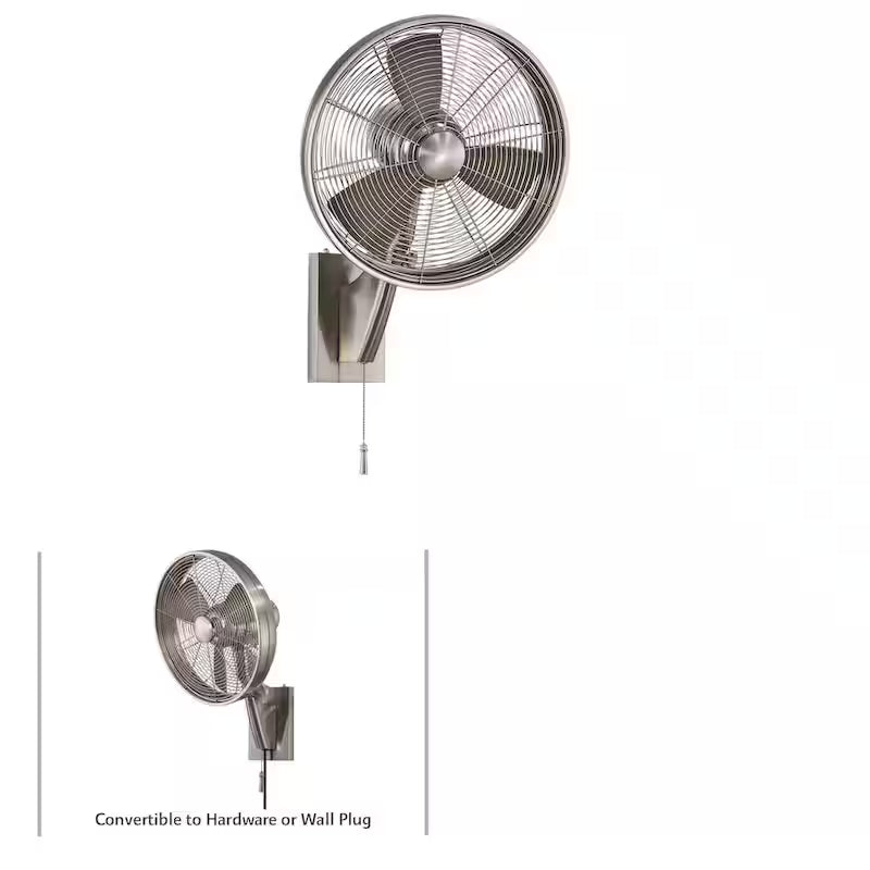 15 in. Indoor/Outdoor Brushed Nickel Wall Mount Fan R234