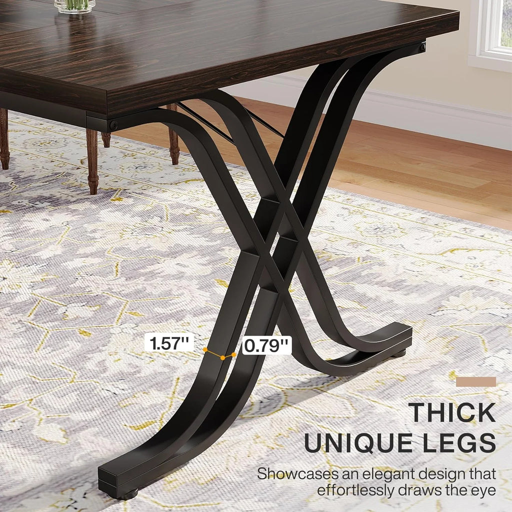 63 inch Dark Walnut Black Dining Table Z863