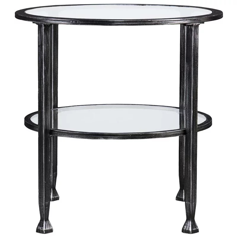Round Glass Top Metal End Table Set of 2 Y71175