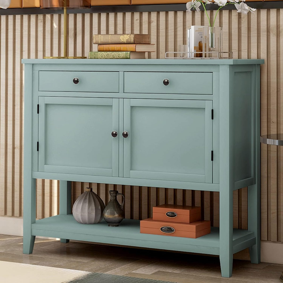 Espresso Wood Buffet Sideboard Storage Cabinet with Drawers S892