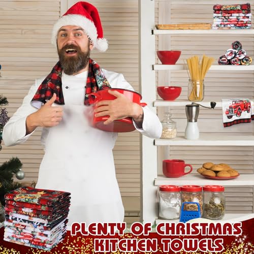 12 Pcs Christmas Kitchen Towels and Dishcloths 14.2 x 21.3 Inch N744