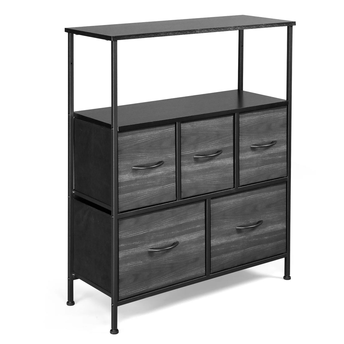 Wide 5 Drawer Storage Dresser with Wood Top J541