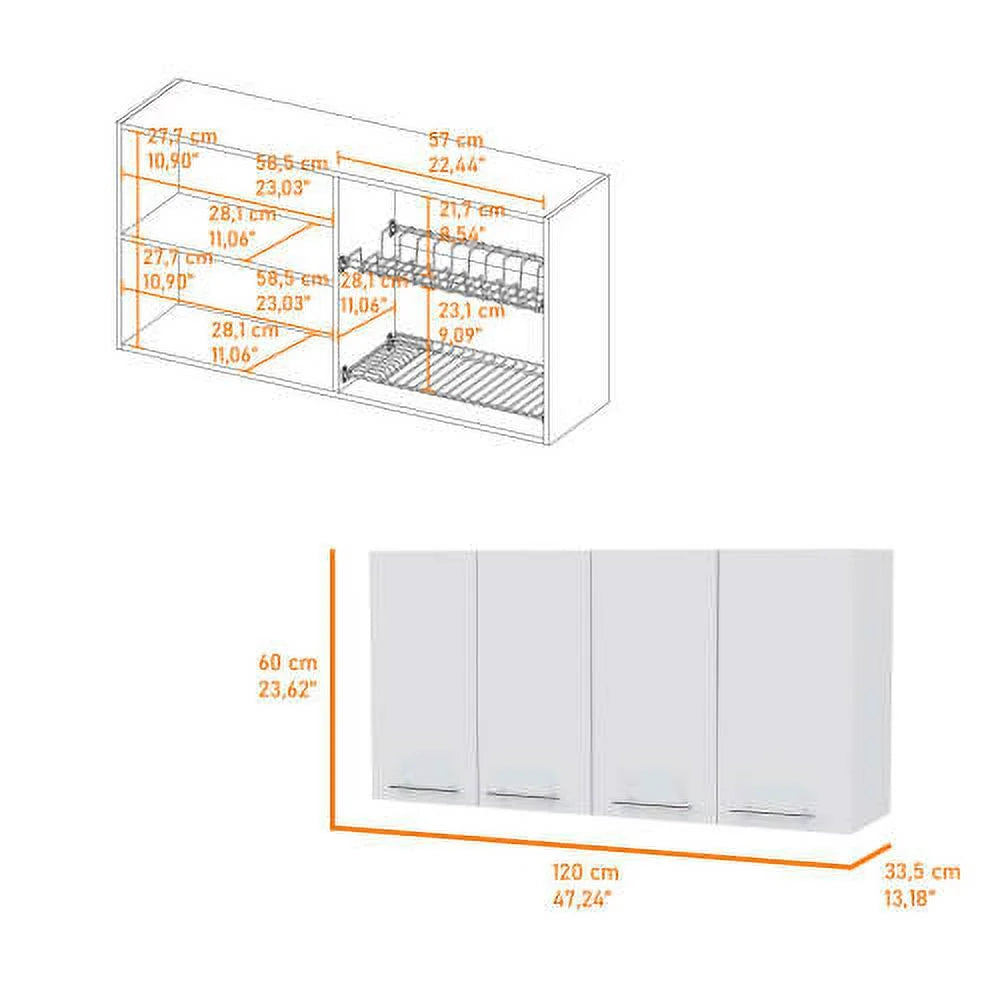 5-Shelf 4-Door 2-Piece Kitchen Set White and Light Oak G93910