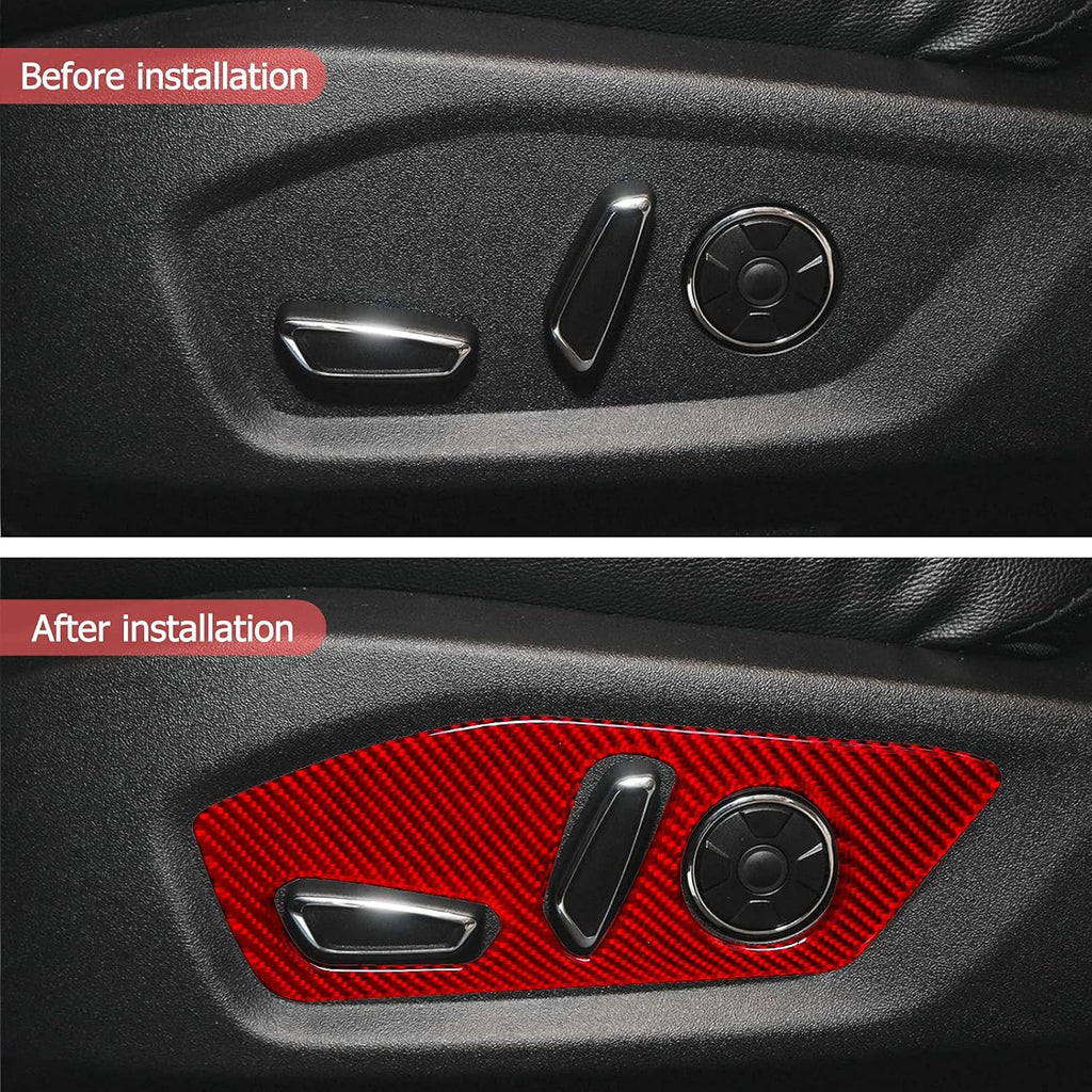 Carbon Fiber Car Seat Adjustment Button Panel Cover Trim Sticker Red F57714