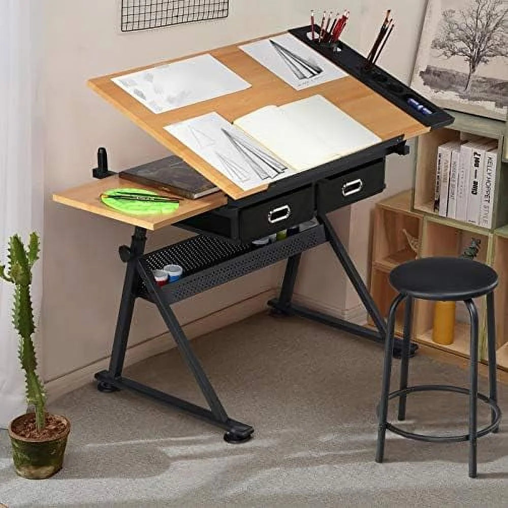 Height Adjustable Drafting Table with Stool P1643