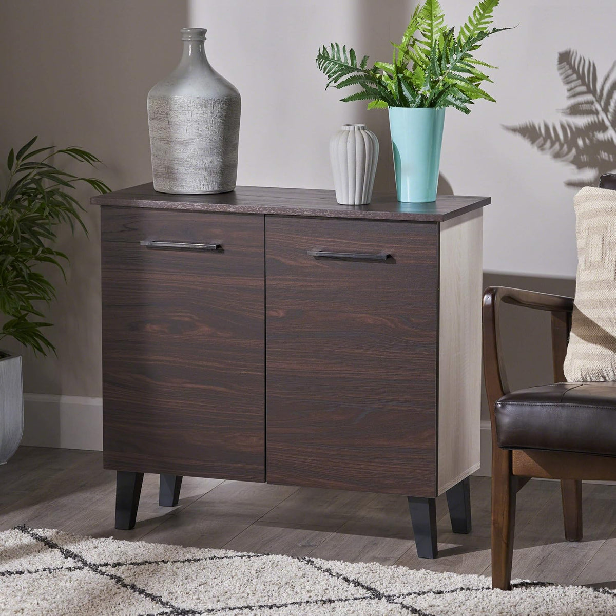 Modern 3-Shelf Faux Wood Cabinet N52601
