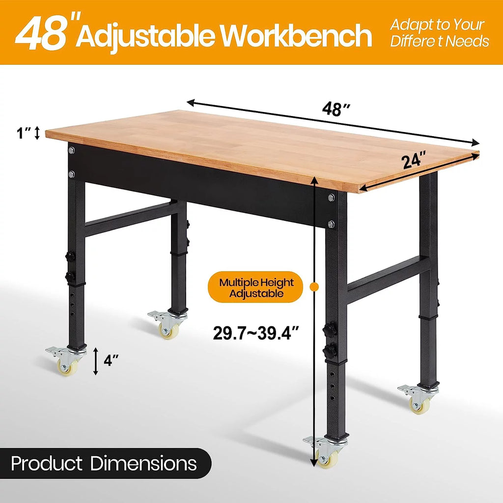48" Adjustable Heavy-Duty Work Bench with Wheels K152909