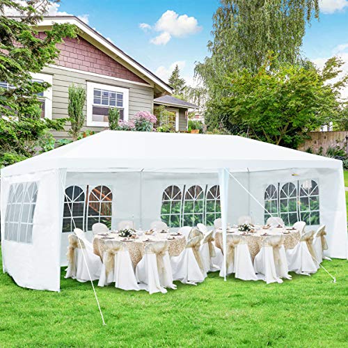10'x20' White Canopy Tent with 6 Removable Sidewalls K258233
