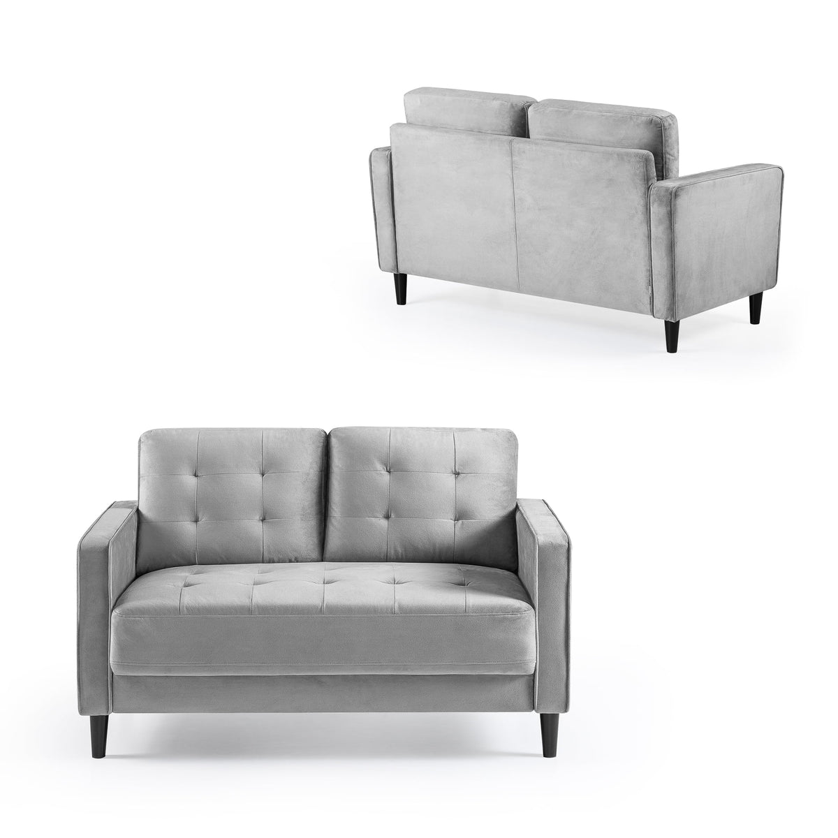 Grey Velvet Loveseat V1432