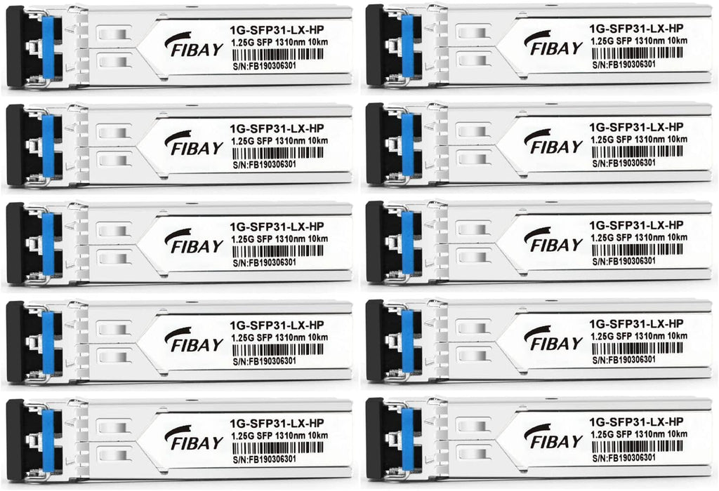 1.25G SFP LX Single-Mode 1310nm 10km LC Transceiver Module 10 Pack J112