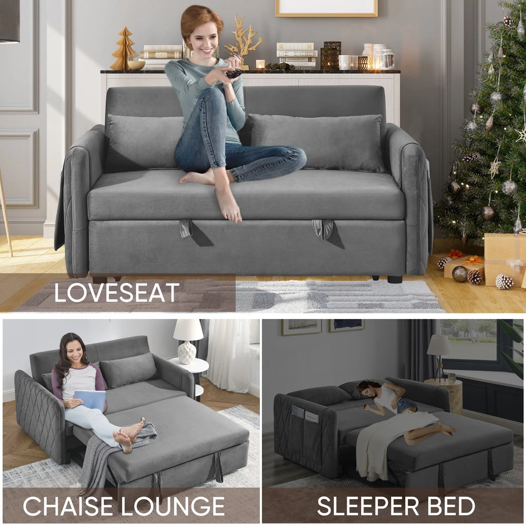 Gray 2-Seat Futon Sofa Bed L18440