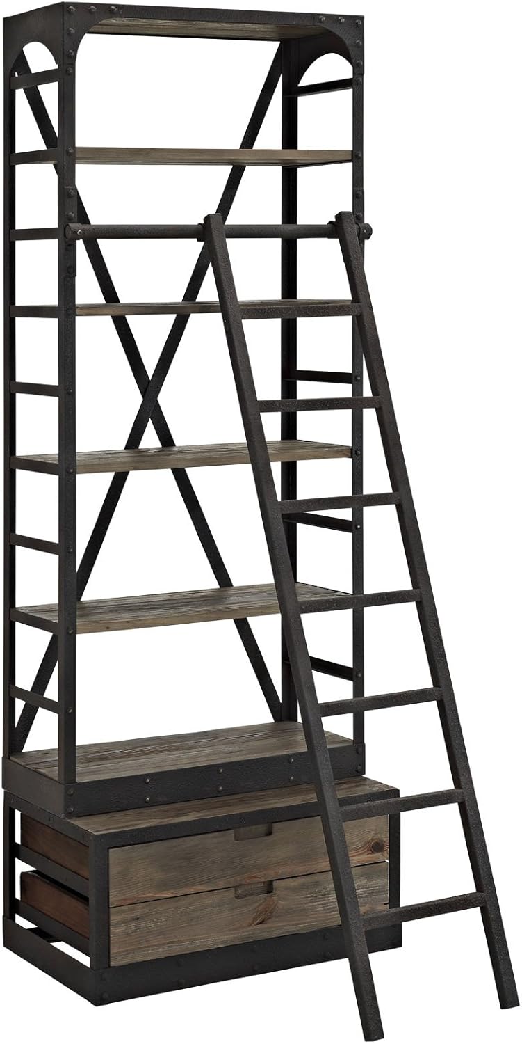 Brown Wood and Cast Iron Bookshelf U7539