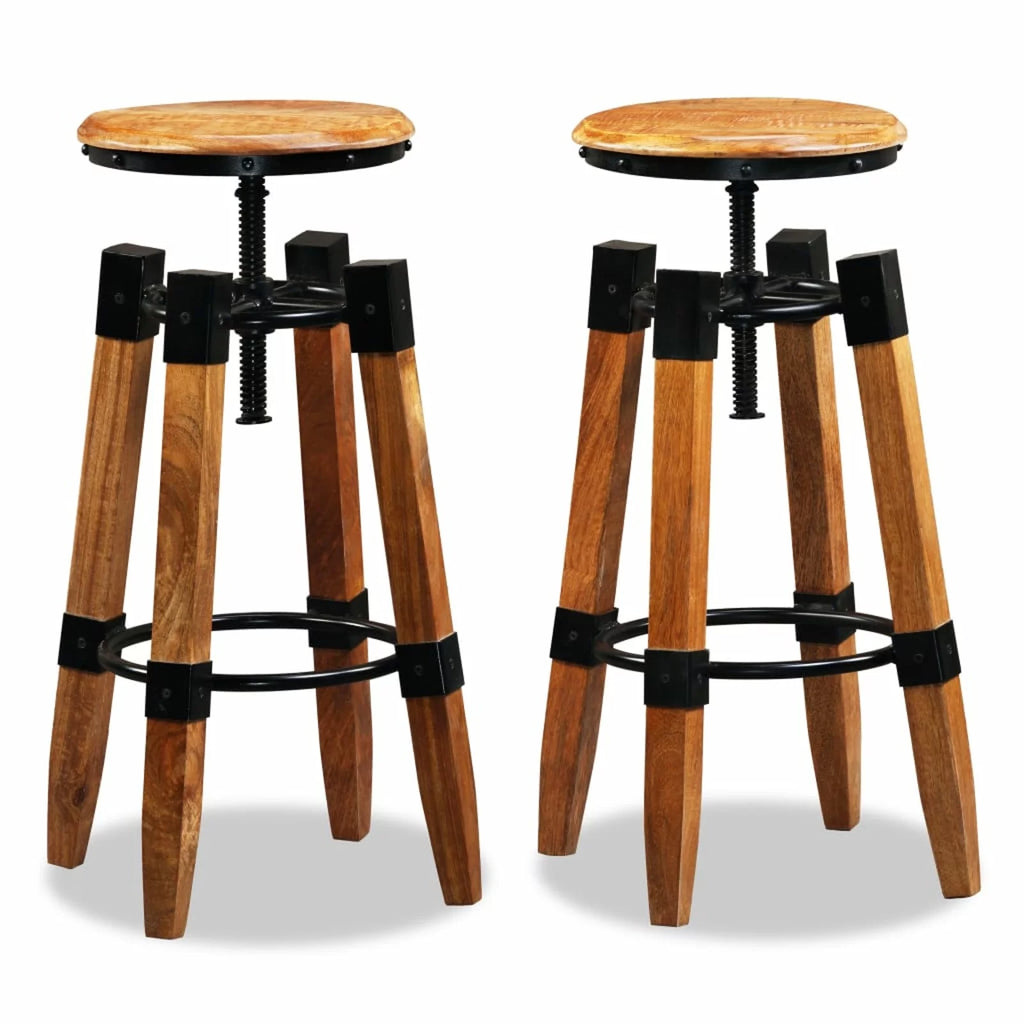 Solid Mango Wood Bar Stools 2 pcs D60389