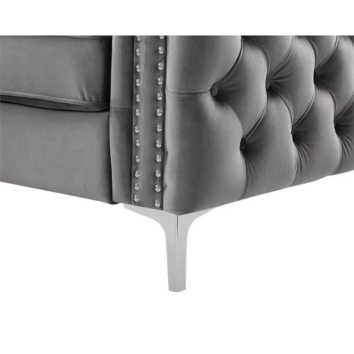 2 Piece Velvet Loveseat and Chair Set in Gray A4261