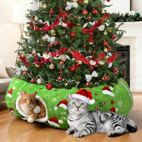 Christmas Cat Tunnel Tree Skirt with Cushion and Hanging Ball Toy L437694