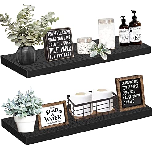 Floating Shelves for Wall, 16 x 7 inch Set of 2, Rustic Brown Z177564