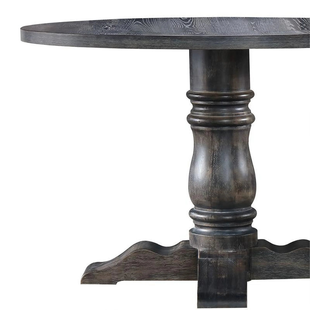 Weathered Gray Wooden Round Dining Table C870