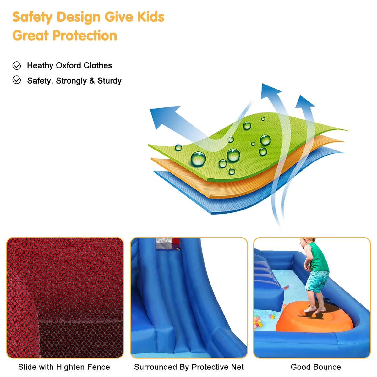 Inflatable Bounce House Castle with 2 Water Slide Pool O2415