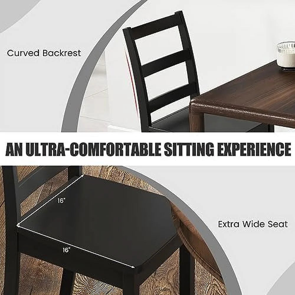 Dining Chairs Set of 2 Ladder Back Solid Rubber Wood Legs T278314