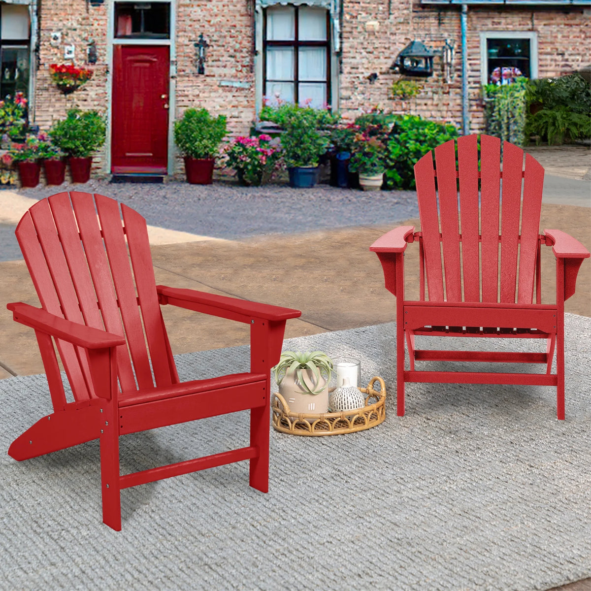 Adirondack Chair Weather Resistant Plastic Resin Red X2415