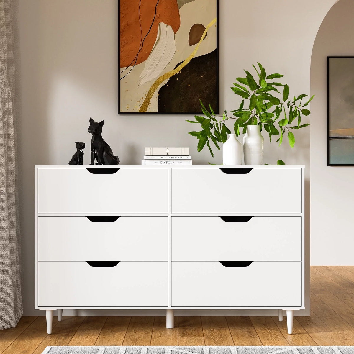 White 6 Drawer Dresser W7081