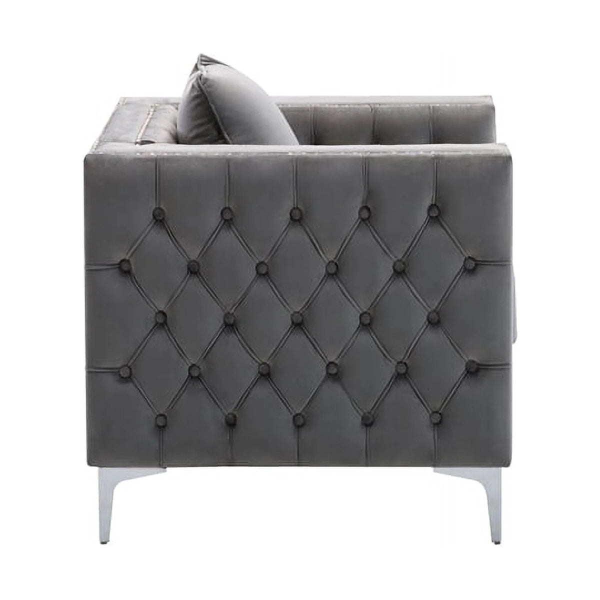 2 Piece Velvet Loveseat and Chair Set in Gray A4261