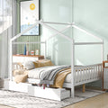 White Full Size Platform Bed with Two Drawers S230