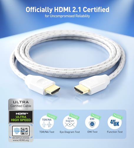 White Braided 8K HDMI Cable 13.1 ft G214475
