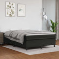 Black Faux Leather Box Spring Bed Frame with Mattress and Topper G15524