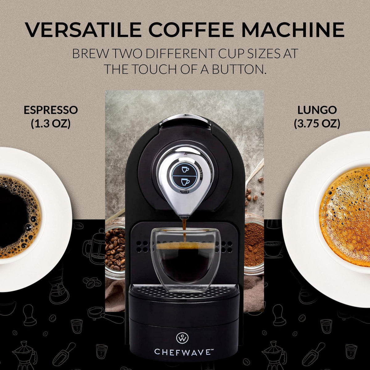 Black Espresso Machine with Cups and Milk Frother N15032