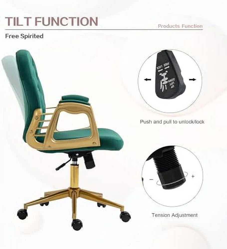 Pink Velvet Office Chair with Wheels V943