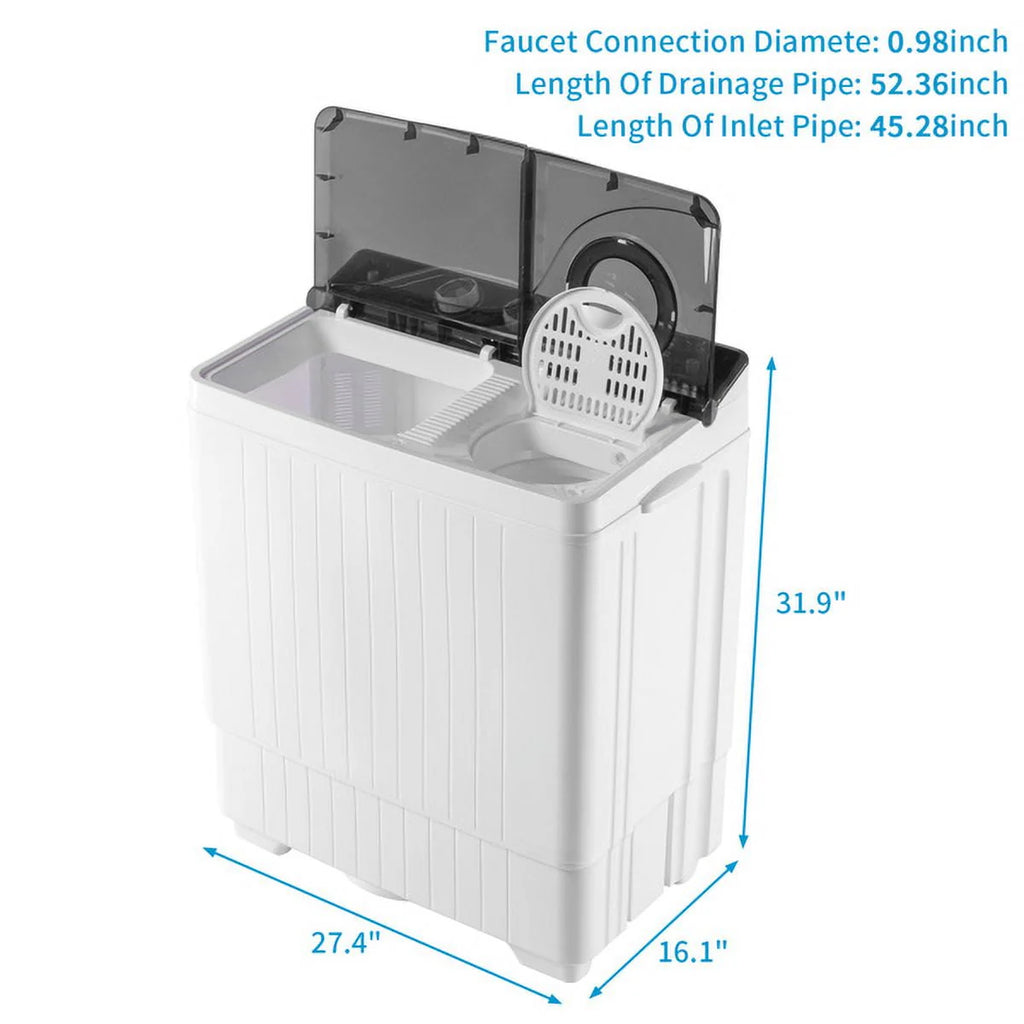 Portable Twin Tub Washing Machine 18Lbs Washer 8Lbs Spinner N916