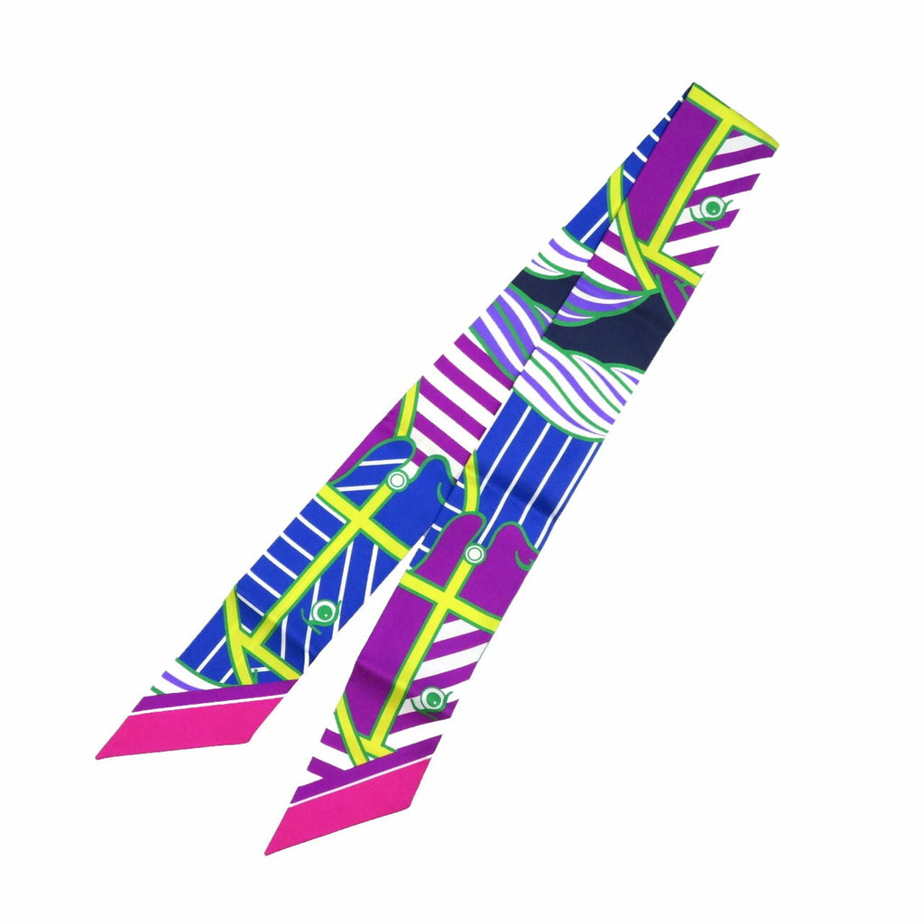 Silk Fuchsia Blue Jaune Purple Scarf Muffler H7818
