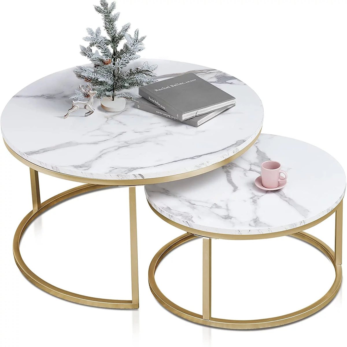 Round Nesting Coffee Table Set Gold H53345