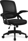 White Ergonomic Mesh Office Chair with Flip Up Armrest B9438