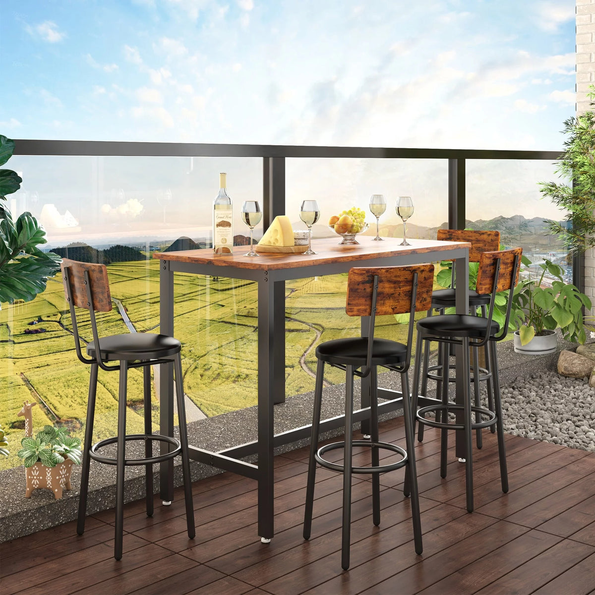 5 Pieces Counter Height Dining Table Set with 4 Stools V162173