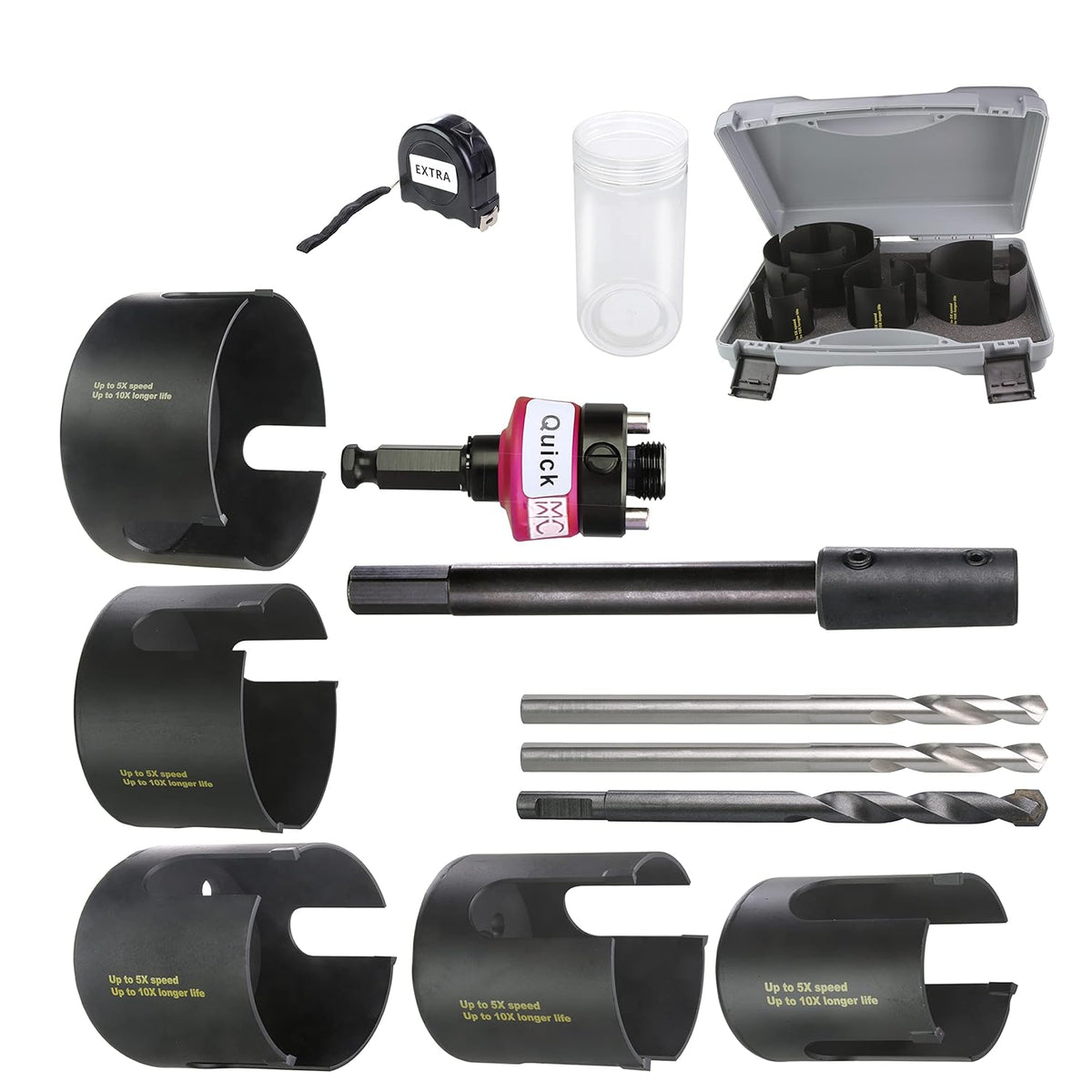 Carbide Tipped Hole Saw Kit 5 Pcs with Quick Change Mandrel X869796
