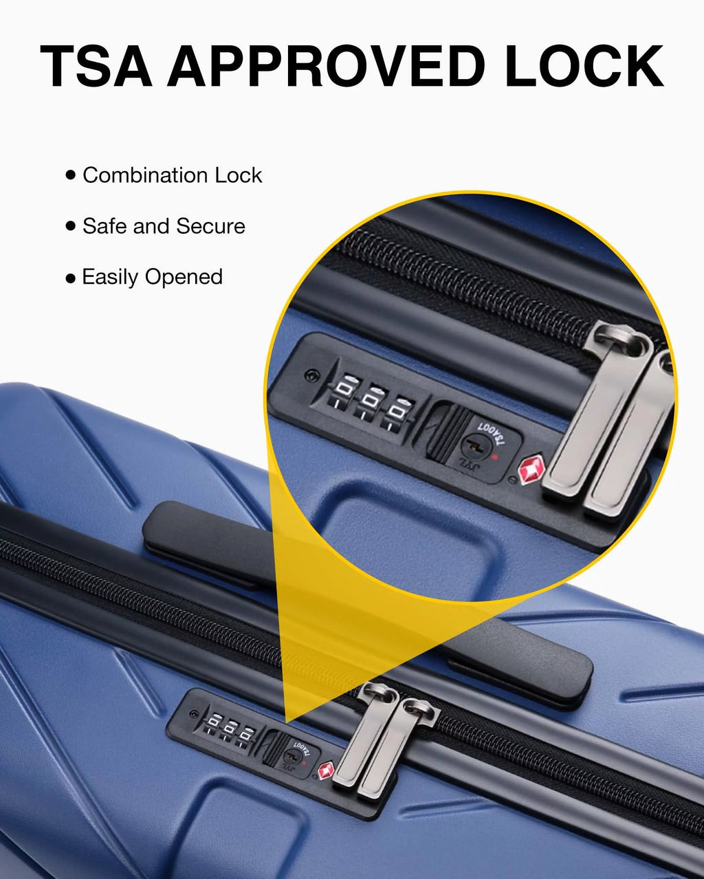 Hardside Carry On Luggage, Lightweight PC Suitcase with Spinner Wheels & TSA Lock M7523
