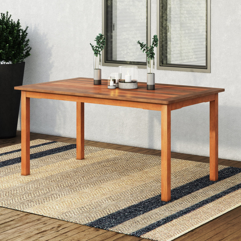 White Washed Wood Rectangular Outdoor Dining Table O38044